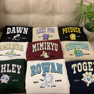 Custom Embroidery PKM Sweatshirt, Custom Name and Year Shirt, Embroidery Anime Tshirt, PKM University, Unisex Shirt, Anime Shirt