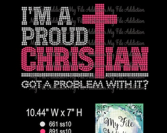 Rhinestone Template Download File I'm A Proud Christian svg dxf eps plt