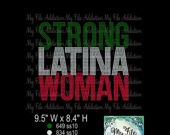 Rhinestone Template Download File Strong Latina Woman svg dxf eps plt