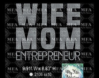 Rhinestone Template Download File Wife Mom Entrepreneur svg dxf eps plt