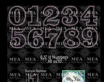 6.5 Inch Flower Numbers Rhinestone Template (Digital Download File): ss10 svg dxf eps plt