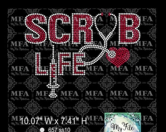 Rhinestone Template Download File Nurse Scrub Life 2 Stethoscope RN Medical svg dxf eps plt