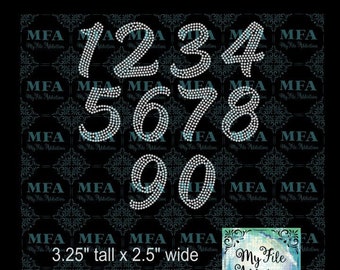 This Is NOT a Typeable font - Pre-stoned 3.25&quot; Tall Numbers ss10 Rhinestone Template Download File svg dxf eps plt