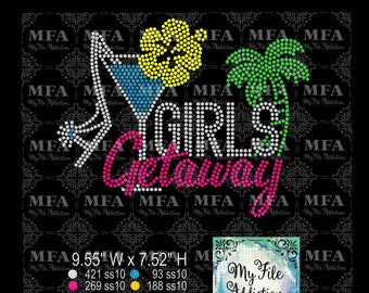 Plantilla de pedrería Descargar archivo Girls Getaway Tropical 2 Martini Glass Stiletto svg dxf eps plt