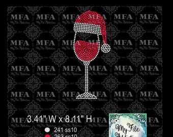 Rhinestone Template Download File Wine Glass Santa Hat svg dxf eps plt