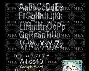 This Is NOT a Typeable font - Pre-stoned 2.05 Inch Arial Block Letters Double Row ss10 Rhinestone Template Download File svg dxf eps plt