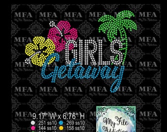 Rhinestone Template Download File Girls Getaway Tropical 1 svg dxf eps plt
