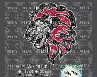 Modèle de strass à télécharger fichier mascotte Lion 2 svg dxf eps plt