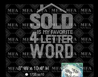 Modello di strass Scarica il file venduto è il mio preferito 4 lettere Word 1 agente immobiliare immobiliare svg dxf eps plt