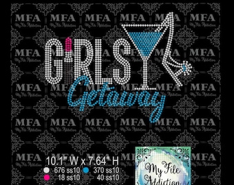 Rhinestone Template Download File Girls Getaway Lipstick 1 Martini Stiletto svg dxf eps plt