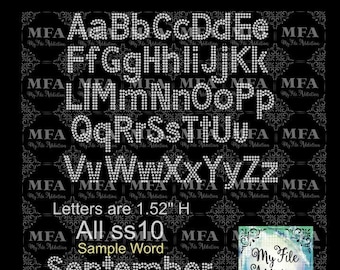 1.52 Inch Arial Block Letters Rhinestone Template (Digital Download File): ss10 svg dxf eps plt (This is NOT a Typeable font)