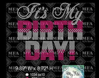 Rhinestone Template Download File - It's My Birthday Bold 1 svg dxf eps plt