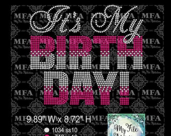 Instant Download Rhinestone File - It's My Birthday Bold 1 svg dxf eps plt