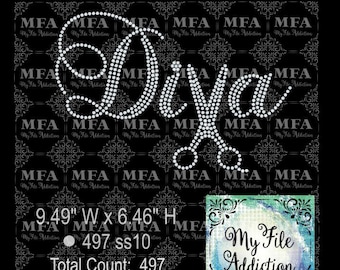 Plantilla de pedrería Descargar archivo Diva Hair Stylist Tijeras svg dxf eps plt