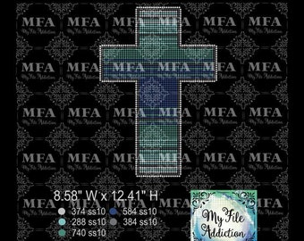 Instant Download Rhinestone File Multi Color Cross svg dxf eps plt