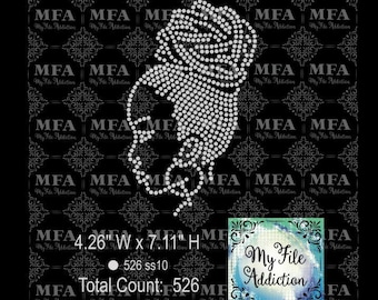 Rhinestone Template Download File Woman with Updo Afro Lady svg dxf eps plt