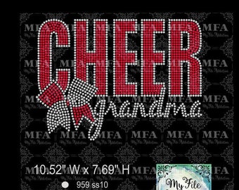 Rhinestone Template Download File Cheer Grandma Bold with Bow svg dxf eps plt