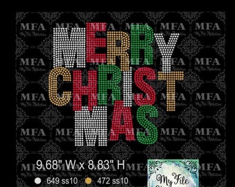 Rhinestone Template Download File Merry Christmas Scattered Letters svg dxf eps plt