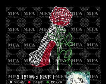 Instant Download  Rhinestone File Rose Stiletto High Heel Shoe svg dxf eps plt