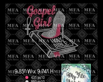 Modèle de strass à télécharger fichier Gospel Girl Holy Bible talons aiguilles svg dxf eps plt