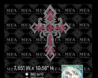 Rhinestone Template Download File Cross with Scroll svg dxf eps plt