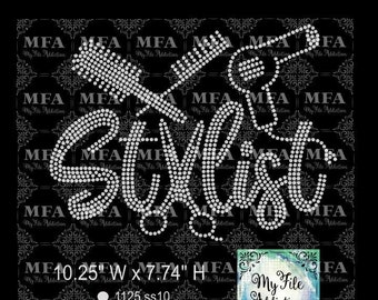 Instant Download  Rhinestone File Hair Stylist 3 svg dxf eps plt