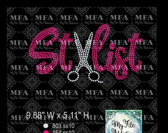 Plantilla de Rhinestone Descargar Archivo Estilista 2 con Tijeras svg dxf eps plt