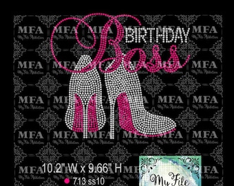 Rhinestone Template Download File - Birthday Boss with Stiletto High Heels svg dxf eps plt