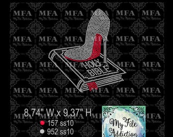 Plantilla de Rhinestone Descargar archivo Santa Biblia con tacón alto Stiletto svg dxf eps plt