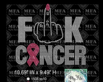 Rhinestone Template Download File Ribbon Fuck Cancer Breast Ovarian Liver Pancreatic Brain Uterine svg dxf eps plt