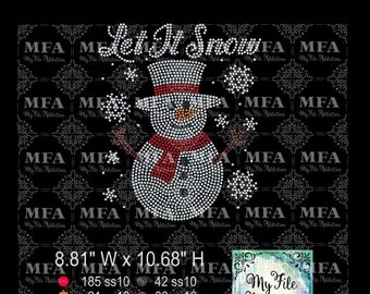 Instant Download  Rhinestone File Let It Snow Snowman 1 svg dxf eps plt