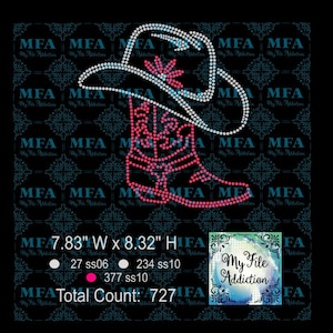 Strass Vorlage Download-Datei Cowboy-Boot und Hut svg dxf eps plt