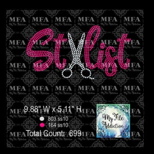Rhinestone Template Download File Stylist 2 with Scissors svg dxf eps plt