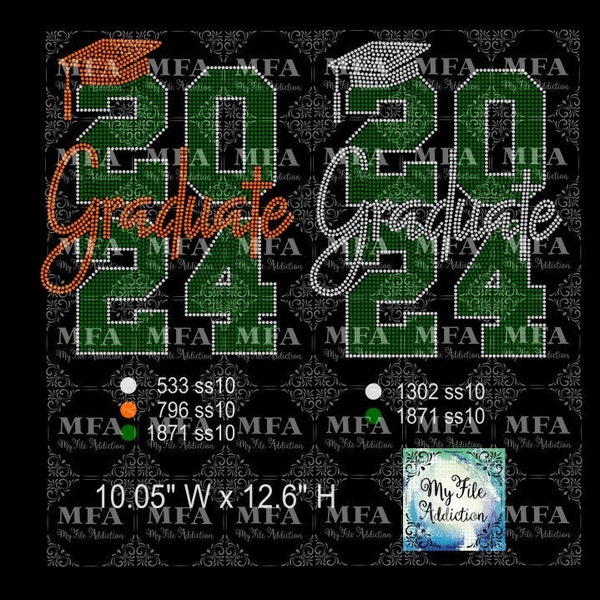 Instant Download Rhinestone File 2024 Graduate Senior Graduation svg dxf eps plt