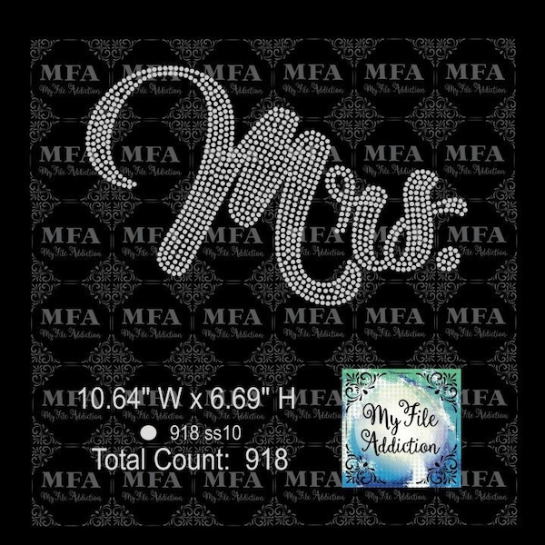 Instant Download Rhinestone File Mrs Bride Wedding svg dxf eps plt