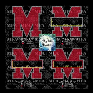 M con Banner ss10 Plantilla de Rhinestone Descargar archivo svg dxf eps plt