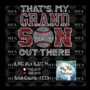 Instant Download Rhinestone File That's My Grand Son Out There Baseball T-Ball Grandma Nana Mom svg dxf eps plt