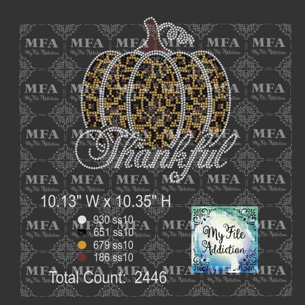 Instant Download Rhinestone File Pumpkin Leopard Print Thankful Thanksgiving Halloween Fall svg dxf eps plt