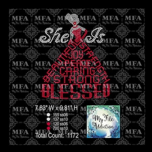 Strass Vorlage Download-Datei She Is Beautiful Strong Blessed svg dxf eps plt