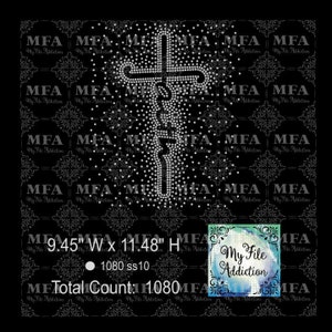 Modèle de strass à télécharger fichier Faith Croix Scatter svg dxf eps plt