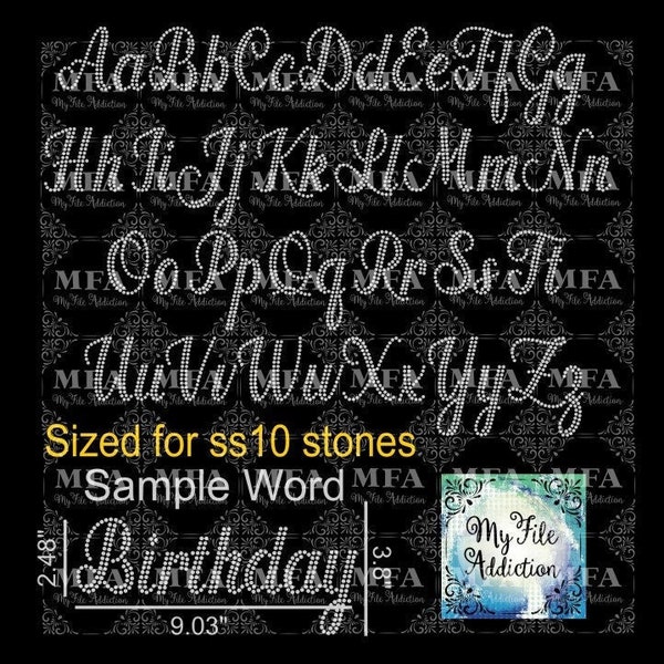 Esta NO es una fuente que se puede escribir - Script pre-stoned 04 Letters ss10 Descarga instantánea de archivo Rhinestone svg dxf eps plt