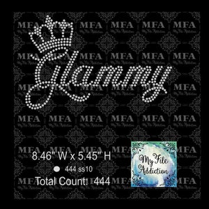 Rhinestone Template Download File Glammy with Crown Glamma Grandma Glam Ma svg dxf eps plt