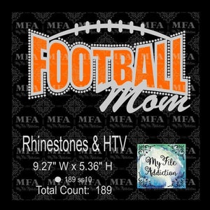 Instant Download  Vinyl and Rhinestone File Football Mom svg dxf eps plt