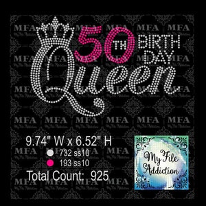 Strass Vorlage Download-Datei 50. Geburtstag Königin mit Krone svg dxf eps plt