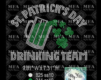 Rhinestone Template Download File St. Patrick's Day Drinking Team 2 svg dxf eps plt