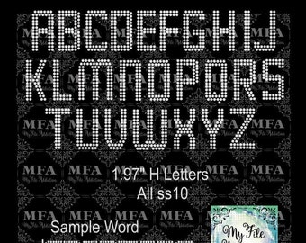 Modèle de strass lettres carrées de 1,97 pouce (fichier à téléchargement numérique) : ss10 svg dxf eps plt (ceci n'est pas une police dactylographiée)