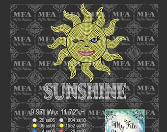 Rhinestone Template Download File Sunshine with Face svg dxf eps plt