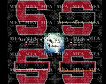 S with Banner Rhinestone Template (Digital Download File): ss10 svg dxf eps plt