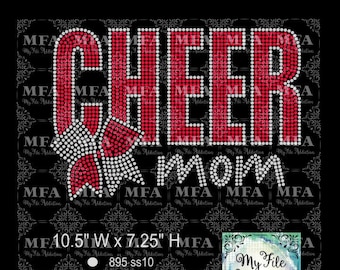 Cheer Mom Bow Rhinestone Template: ss10 svg dxf eps plt (Digital Download File)