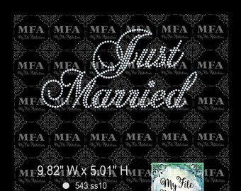 Sofortiger Download Strass-Datei Just Married Bride Hochzeit svg dxf eps plt